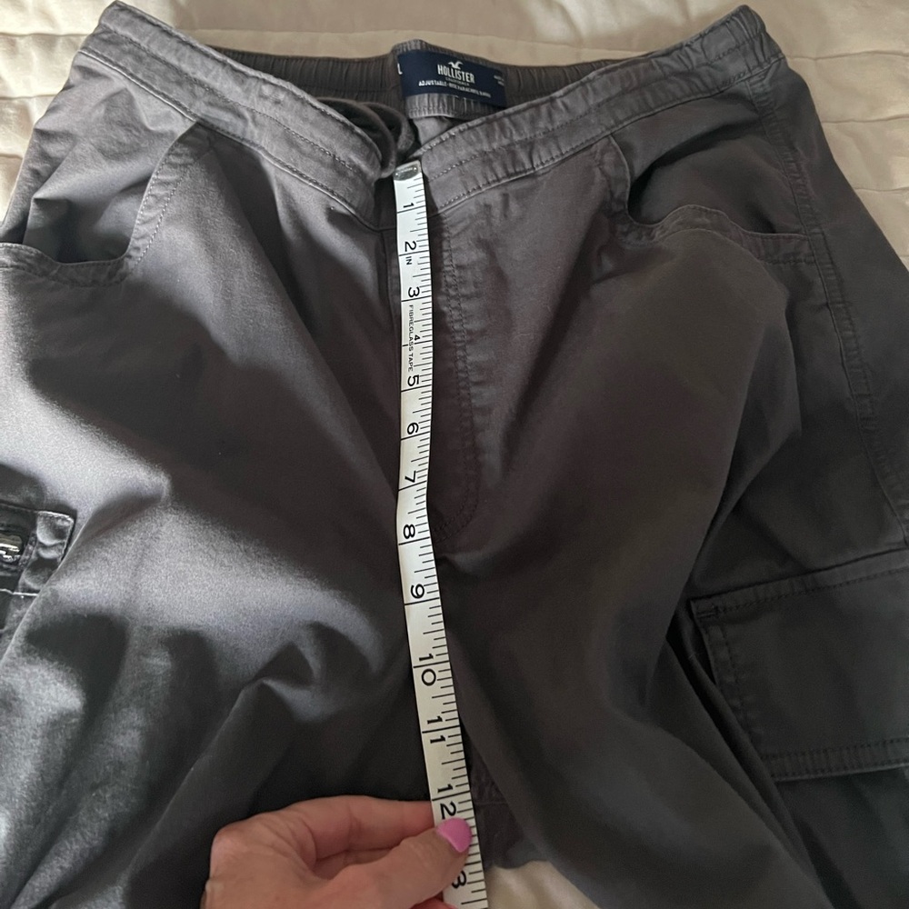 HOLLISTER Adjustable Rise Parachute Baggy Pants Gray Drawstring Women’s Large - Picture 11 of 12